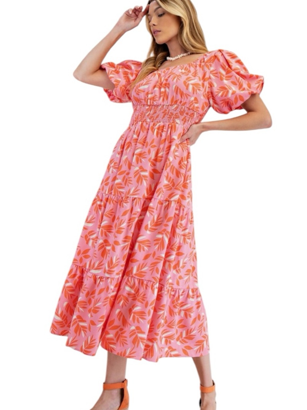 P060:  EASEL NWT DRESS CORAL PINK (C)